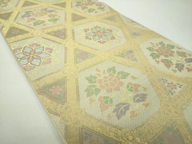 平和屋着物●西陣　川島織物　六通柄　本袋帯　正倉院花文　金糸　正絹　逸品　未使用　DABD1904ps