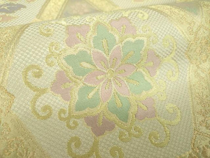 平和屋着物●西陣　川島織物　六通柄　本袋帯　正倉院花文　金糸　正絹　逸品　未使用　DABD1904ps