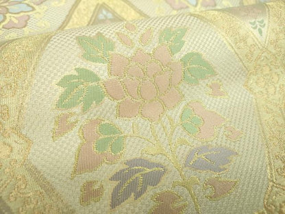 平和屋着物●西陣　川島織物　六通柄　本袋帯　正倉院花文　金糸　正絹　逸品　未使用　DABD1904ps