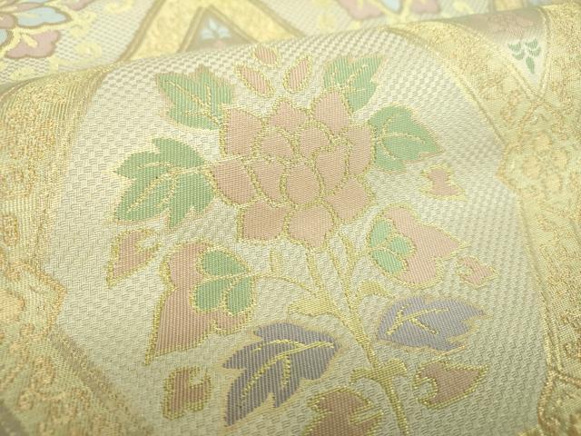 平和屋着物●西陣　川島織物　六通柄　本袋帯　正倉院花文　金糸　正絹　逸品　未使用　DABD1904ps