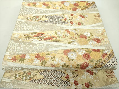 平和屋着物●西陣の名門　加納幸謹製　六通柄袋帯　唐織　吉祥花菱文　金糸　正絹　逸品　DABD1905ps
