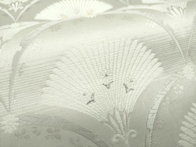 平和屋着物●六通柄袋帯　唐織　青海波花文　プラチナ箔　丸勇謹製　正絹　逸品　未使用　DABD1927ps