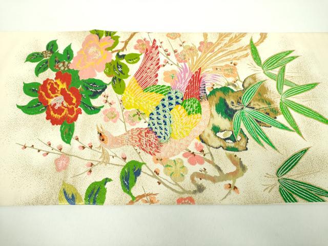 平和屋着物●龍村平蔵製　六通柄　本袋帯　雉鳳凰花文　金銀糸　正絹　逸品　DABD1929ps 平和屋着物○龍村平蔵製 六通柄 本袋帯 雉鳳凰花文