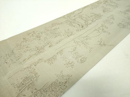 平和屋着物●両面　六通柄袋帯　シルクロード　鳥獣戯画　金糸　正絹　逸品　DABD1932ps