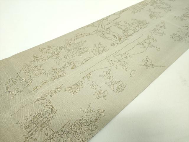 平和屋着物●両面　六通柄袋帯　シルクロード　鳥獣戯画　金糸　正絹　逸品　DABD1932ps