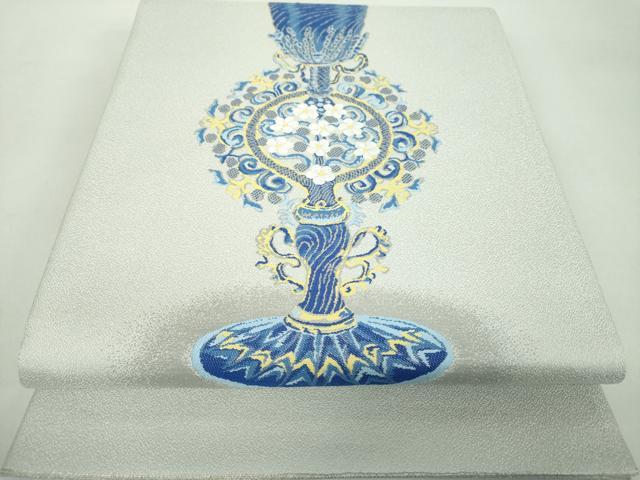 平和屋着物●太鼓柄袋帯　唐織　藍　ヴェネチアン・グラス　正絹　逸品　DABD1936ps