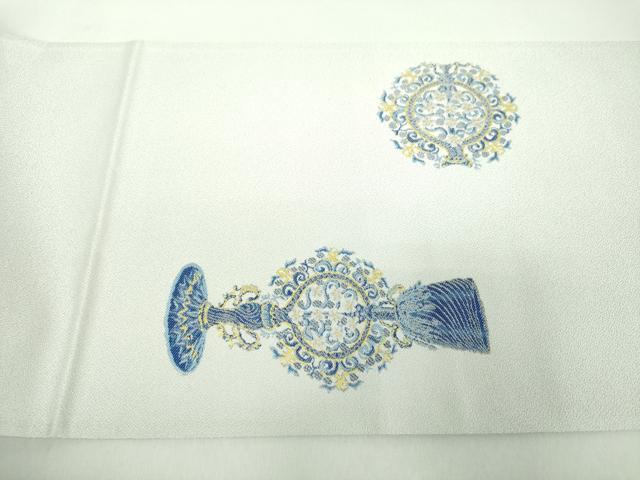 平和屋着物●太鼓柄袋帯　唐織　藍　ヴェネチアン・グラス　正絹　逸品　DABD1936ps