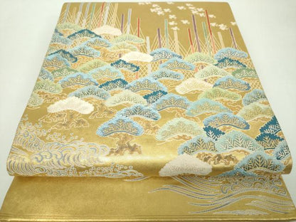 平和屋着物●東京友禅　熊谷好博子　太鼓柄袋帯　寿松　金糸　引箔　正絹　逸品　DABD1942ps