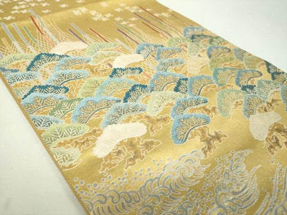 平和屋着物●東京友禅　熊谷好博子　太鼓柄袋帯　寿松　金糸　引箔　正絹　逸品　DABD1942ps