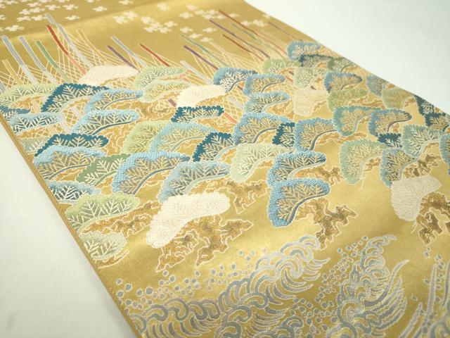 平和屋着物●東京友禅　熊谷好博子　太鼓柄袋帯　寿松　金糸　引箔　正絹　逸品　DABD1942ps