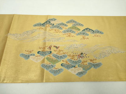 平和屋着物●東京友禅　熊谷好博子　太鼓柄袋帯　寿松　金糸　引箔　正絹　逸品　DABD1942ps
