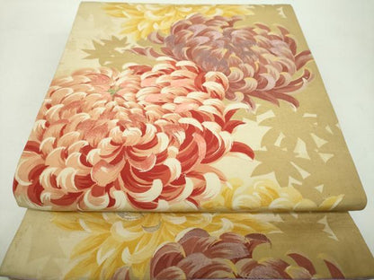 平和屋着物●アンティーク　大正ロマン　全通柄袋帯　刺繍　乱菊　正絹　逸品　DABD1956ps