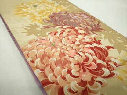 平和屋着物●アンティーク　大正ロマン　全通柄袋帯　刺繍　乱菊　正絹　逸品　DABD1956ps