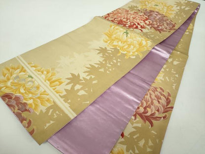 平和屋着物●アンティーク　大正ロマン　全通柄袋帯　刺繍　乱菊　正絹　逸品　DABD1956ps