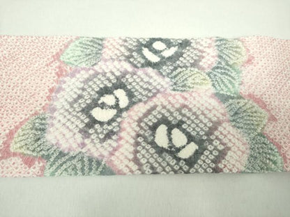 平和屋着物●名門　藤娘きぬたや　九寸名古屋帯　草花文　正絹　逸品　DABD1959ps