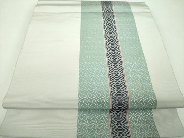 平和屋着物●本場筑前博多織　八寸名古屋帯　献上　間道　正絹　逸品　DABD1964ps