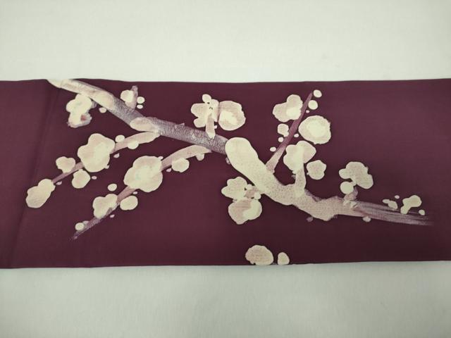 平和屋着物●本加賀友禅作家　木村雨山　塩瀬　九寸名古屋帯　ろうけつ染め　槍梅　正絹　逸品　DABD1970ps