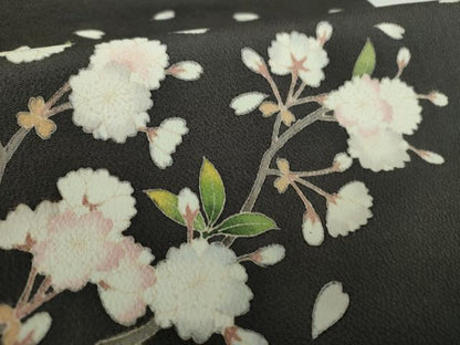 平和屋着物●極上　銀座もとじ　つけ帯　友禅　舞桜　鬼しぼ縮緬　たとう紙付き　正絹　逸品　DABD1975ps