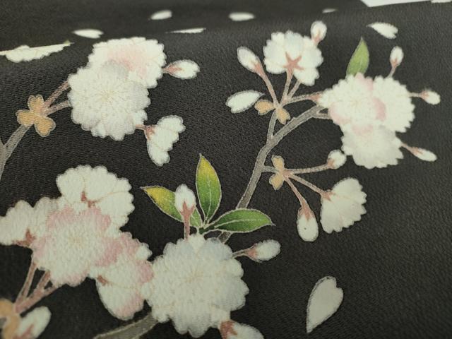 平和屋着物●極上　銀座もとじ　つけ帯　友禅　舞桜　鬼しぼ縮緬　たとう紙付き　正絹　逸品　DABD1975ps