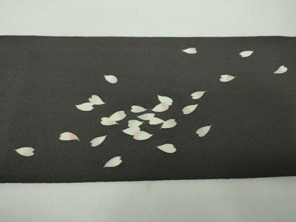 平和屋着物●極上　銀座もとじ　つけ帯　友禅　舞桜　鬼しぼ縮緬　たとう紙付き　正絹　逸品　DABD1975ps