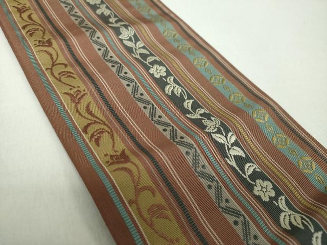 平和屋着物●本場筑前博多織　半幅帯　花間道　正絹　逸品　DABD1976ps