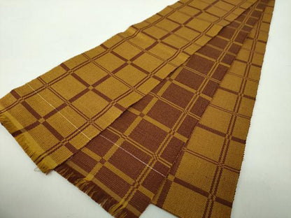 平和屋着物●本場黄八丈　半幅帯　格子　正絹　逸品　未使用　DABD1981ps