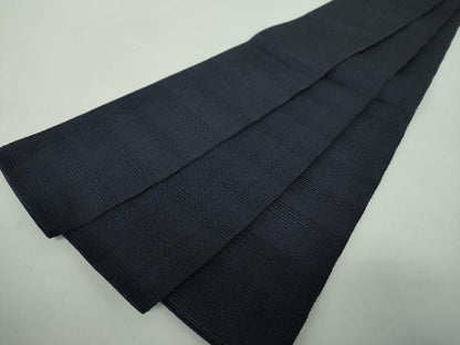 平和屋着物●男性　本場筑前博多織　角帯　横段文　濃紺地　正絹　逸品　DABD1983ps