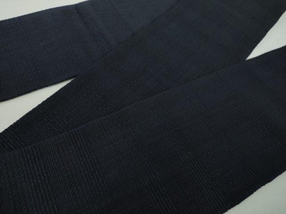 平和屋着物●男性　本場筑前博多織　角帯　横段文　濃紺地　正絹　逸品　DABD1983ps