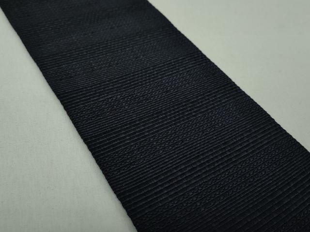 平和屋着物●男性　本場筑前博多織　角帯　横段文　濃紺地　正絹　逸品　DABD1983ps