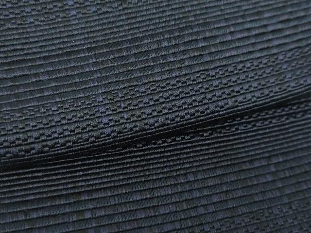 平和屋着物●男性　本場筑前博多織　角帯　横段文　濃紺地　正絹　逸品　DABD1983ps