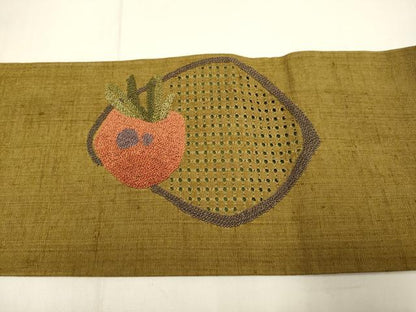 平和屋着物●中国三大刺繍　スワトウ刺繍　汕頭刺繍　相良刺繍　総刺繍　九寸名古屋帯　紬地　成り物　正絹　逸品　DABD2020du