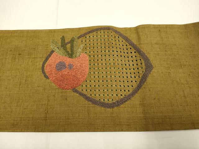 平和屋着物●中国三大刺繍　スワトウ刺繍　汕頭刺繍　相良刺繍　総刺繍　九寸名古屋帯　紬地　成り物　正絹　逸品　DABD2020du