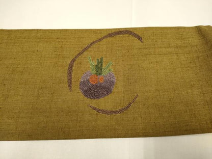 平和屋着物●中国三大刺繍　スワトウ刺繍　汕頭刺繍　相良刺繍　総刺繍　九寸名古屋帯　紬地　成り物　正絹　逸品　DABD2020du