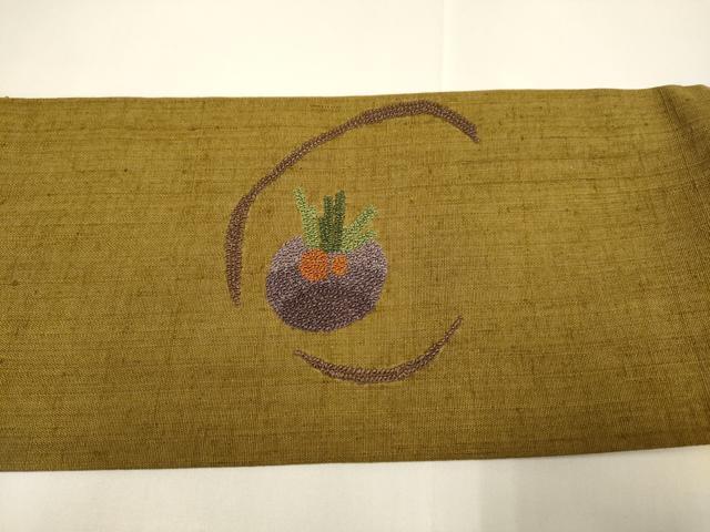平和屋着物●中国三大刺繍　スワトウ刺繍　汕頭刺繍　相良刺繍　総刺繍　九寸名古屋帯　紬地　成り物　正絹　逸品　DABD2020du