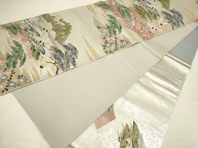 平和屋着物●六通柄袋帯　唐織　洛景山水図　金糸　引箔　正絹　逸品　未使用　DABD2022du