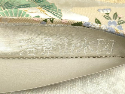 平和屋着物●六通柄袋帯　唐織　洛景山水図　金糸　引箔　正絹　逸品　未使用　DABD2022du