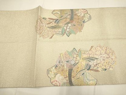 平和屋着物●太鼓柄袋帯　綴れ　女人花文　金銀彩　三越扱い　正絹　逸品　DABD2023du