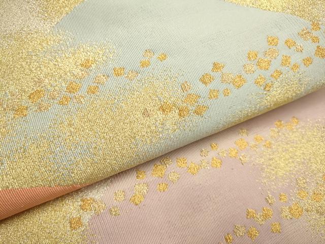 平和屋着物●太鼓柄袋帯　綴れ　重ね山霞文　金糸　正絹　逸品　DABD2027du