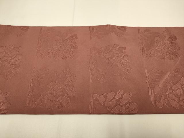 平和屋着物●全通柄九寸名古屋帯　花兎　紅檜皮色　正絹　逸品　DABD2035du