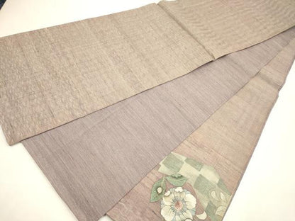 平和屋着物▽太鼓柄袋帯 スリーシーズン 春夏秋 すくい織 辻が花 金糸 正絹 逸品 DABD2041du