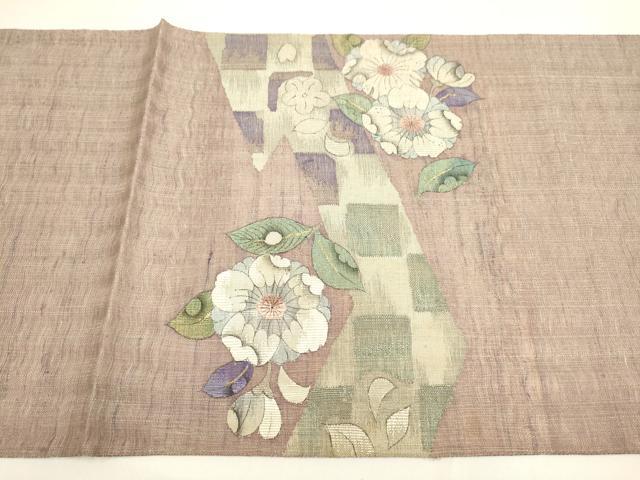 平和屋着物▽太鼓柄袋帯 スリーシーズン 春夏秋 すくい織 辻が花 金糸 正絹 逸品 DABD2041du