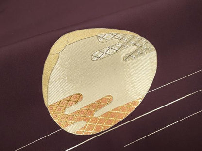 平和屋着物●佐賀錦　塩瀬　九寸名古屋帯　貝合わせ文　金銀糸　正絹　逸品　DABD2043du