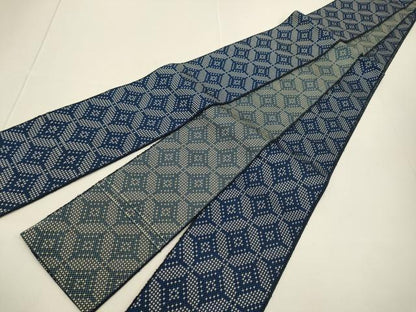 平和屋着物●男性　本場筑前博多織　両面　角帯　七宝繋ぎ　正絹　逸品　DABD2066du