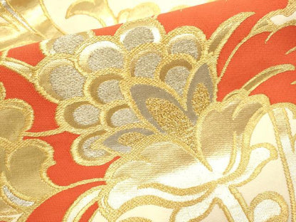 平和屋着物●西陣　川島織物　九寸名古屋帯　更紗花文　金銀糸　正絹　逸品　DABD2079du