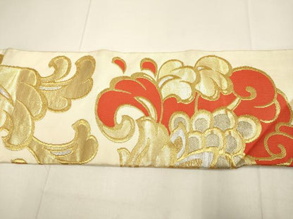 平和屋着物●西陣　川島織物　九寸名古屋帯　更紗花文　金銀糸　正絹　逸品　DABD2079du