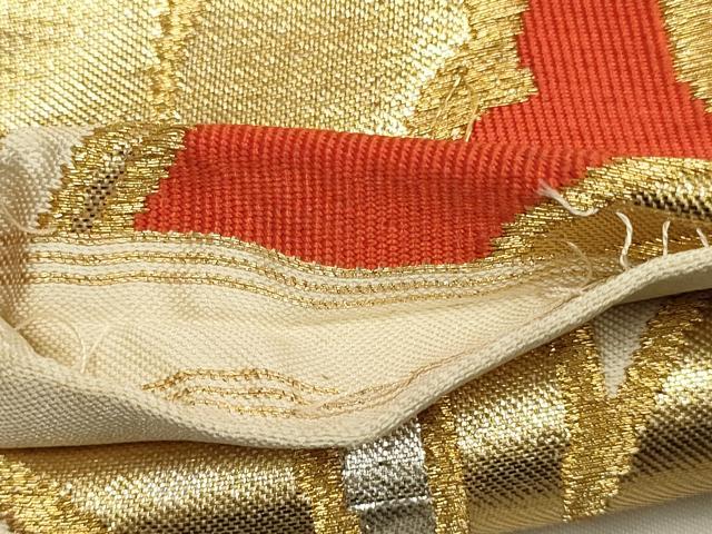 平和屋着物●西陣　川島織物　九寸名古屋帯　更紗花文　金銀糸　正絹　逸品　DABD2079du