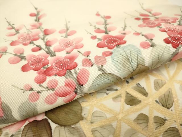 平和屋着物●内山晴祥　手描き　塩瀬　九寸名古屋帯　花籠文　金彩　正絹　逸品　DABD2084du