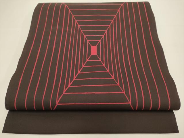 平和屋着物●塩瀬　九寸開き名古屋帯　幾何学文様　正絹　逸品　DABD2086du