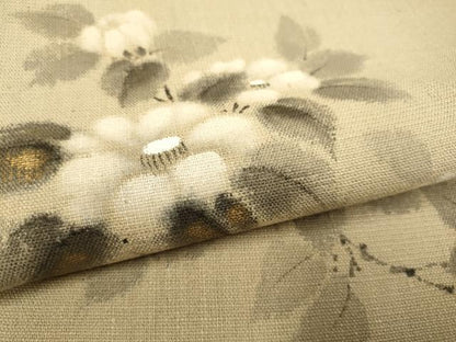 平和屋着物●八寸名古屋帯　上田つむぎ　椿　金彩　証紙付き　正絹　逸品　DABD2101du