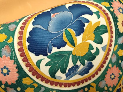 平和屋着物●本加賀友禅作家　木村雨山　塩瀬　九寸名古屋帯　花絵皿文　正絹　逸品　DABD2103du